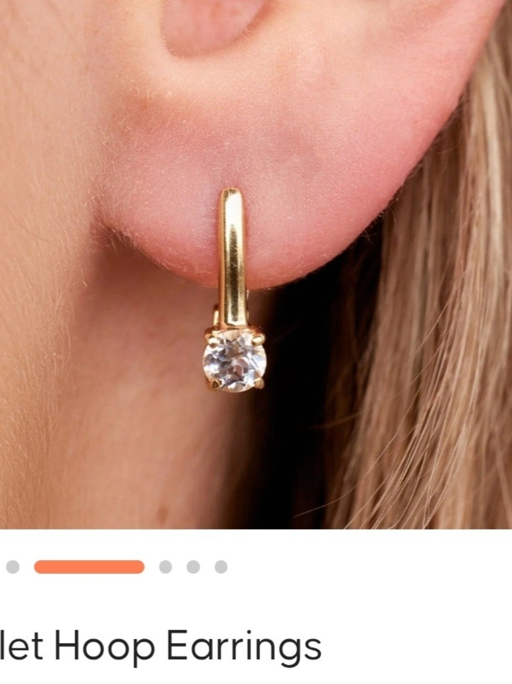 Pura Vida Gold Hoop Earrings with Clear Gemstone